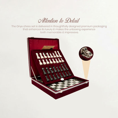 Black Zebra and White Marble Chess Set 12 Inches - Premium Handcrafted