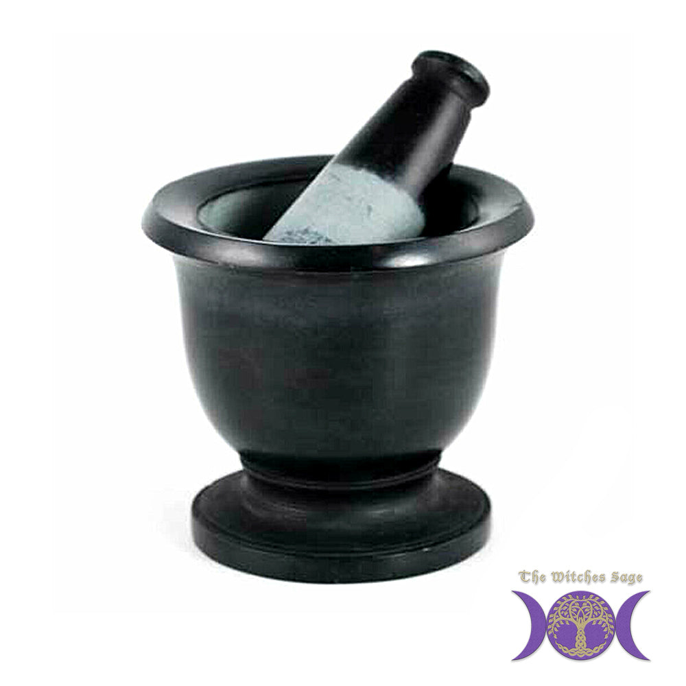 Black Soapstone Mortar & Pestle