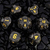 Punk Steam Ming Dynasty - Black Gold Mechanical Gear Solid Metal Dice Set