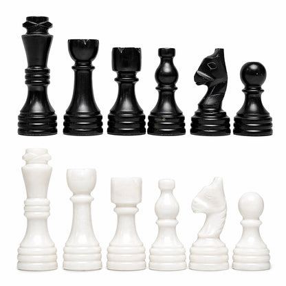 Black and White Chess Pieces for 12 to 16 Inches Board - Handcrafted (Pieces Only)
