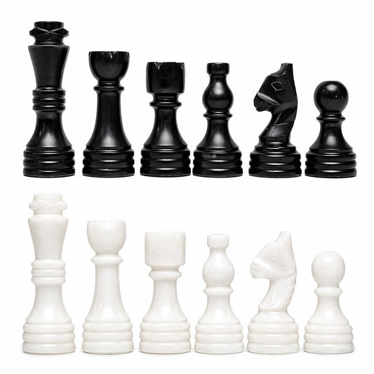 Black and White Chess Pieces for 12 to 16 Inches Board - Handcrafted (Pieces Only)