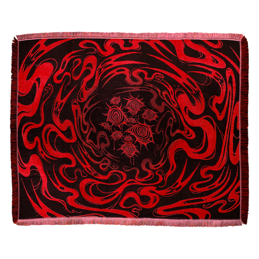 Blood Underworld – Red Ghost Portal Woven Blanket & Gothic Horror Tapestry