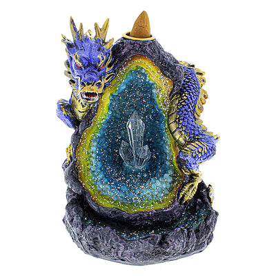 Dragon on Crystal Geode  Backflow Incense Burner