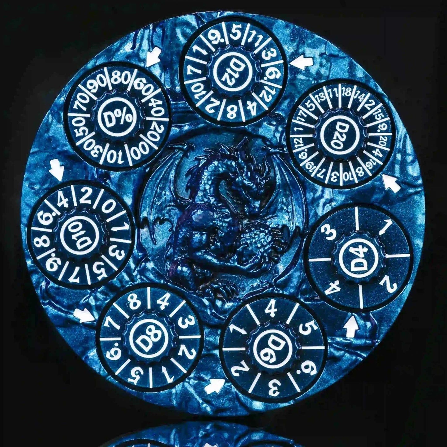 Unique Dice Spinner: 7-in-1 Metal 3D Relief Dragon DND Roulette Dice Spinner