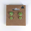 Spring's Fortune D20 Sterling Silver Stud Earrings - Gold Green Dice Jewelry