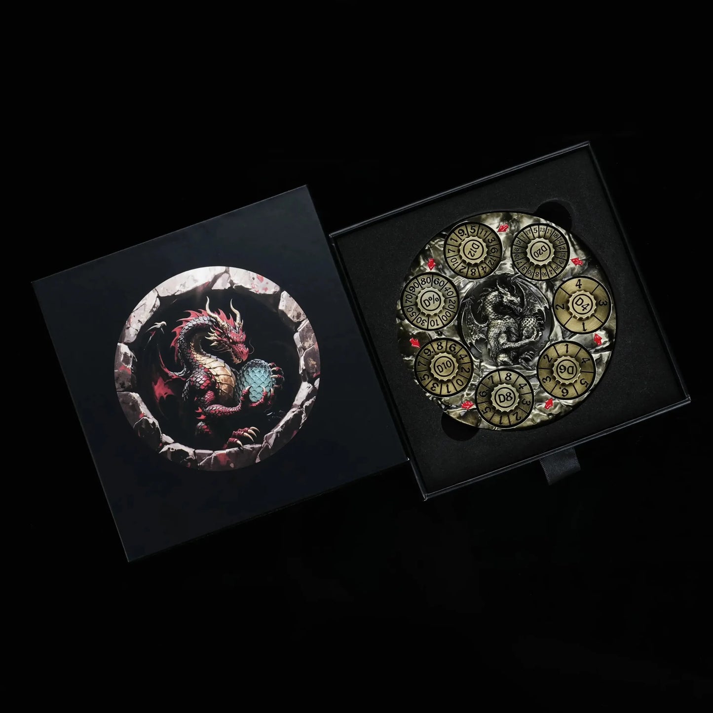 Unique Dice Spinner: 7-in-1 Metal 3D Relief Dragon DND Roulette Dice Spinner