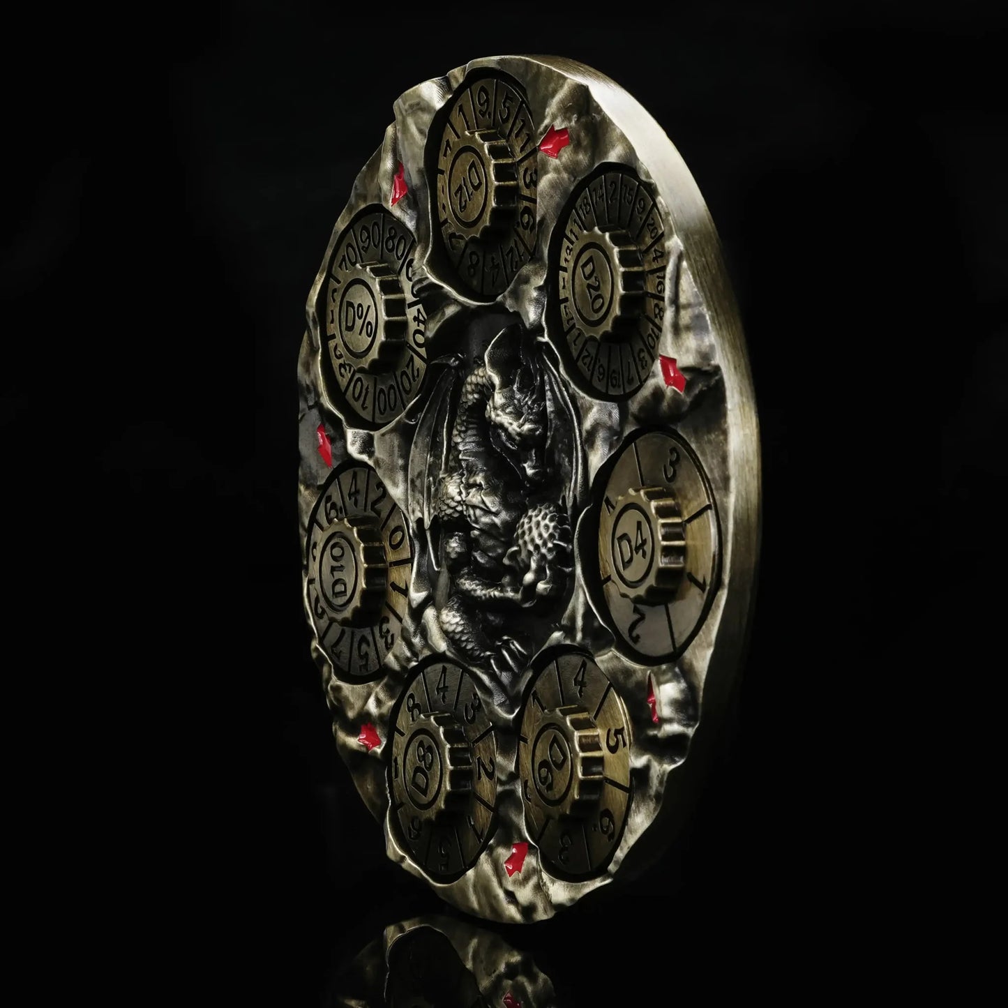 Unique Dice Spinner: 7-in-1 Metal 3D Relief Dragon DND Roulette Dice Spinner