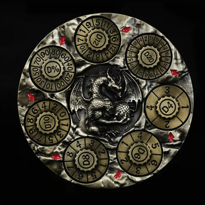 Unique Dice Spinner: 7-in-1 Metal 3D Relief Dragon DND Roulette Dice Spinner
