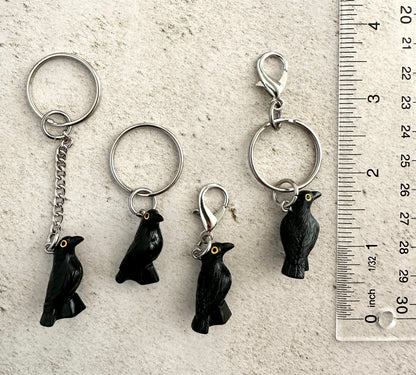 Crow Raven Bag Charm Keychain – Spooky Zipper Pull for Goths, Witches & Horror Fans