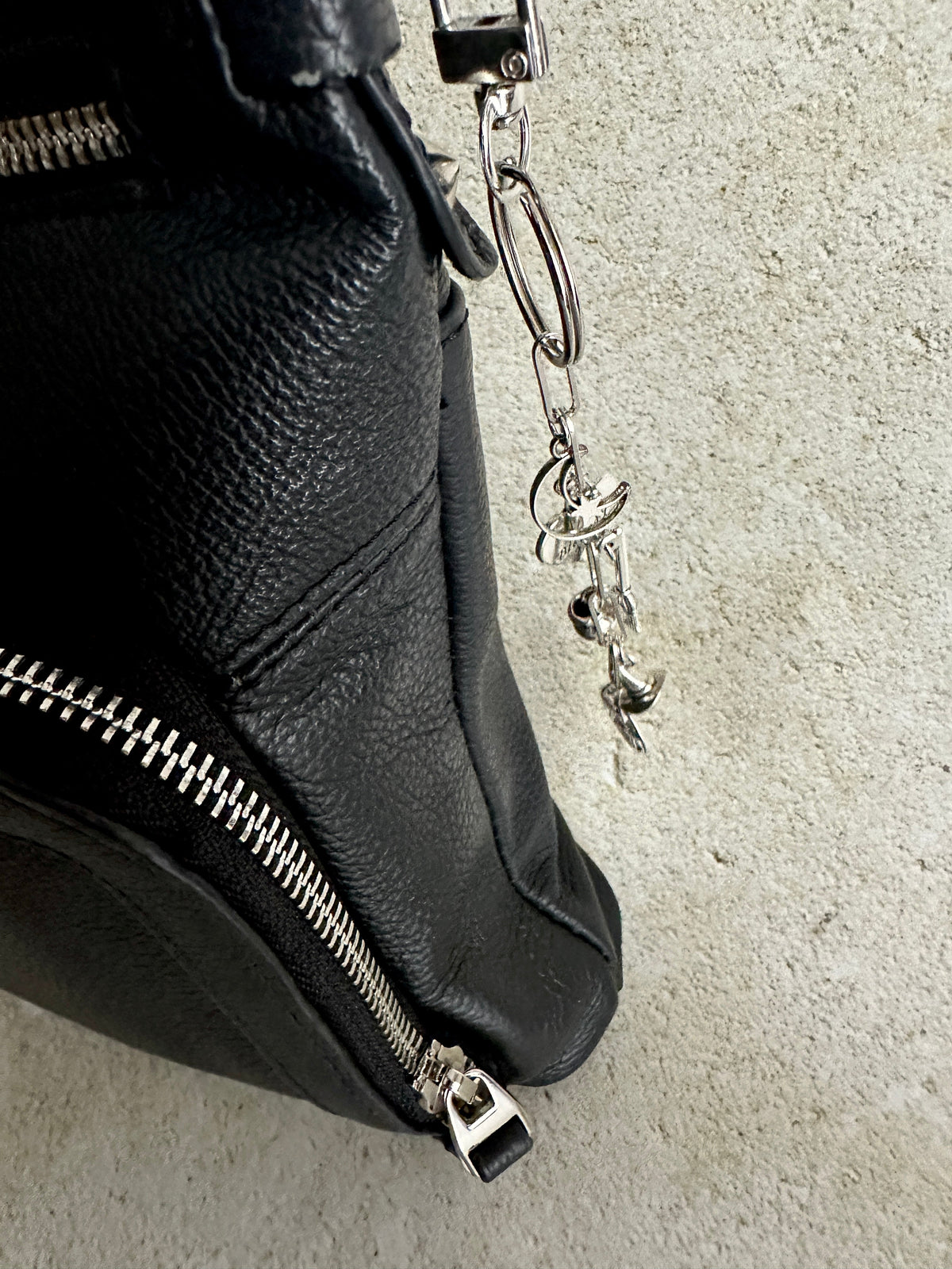 Witchy Bag Charm Keychain – Silver Pentacle, Moon, Witch Hat & Star Charms