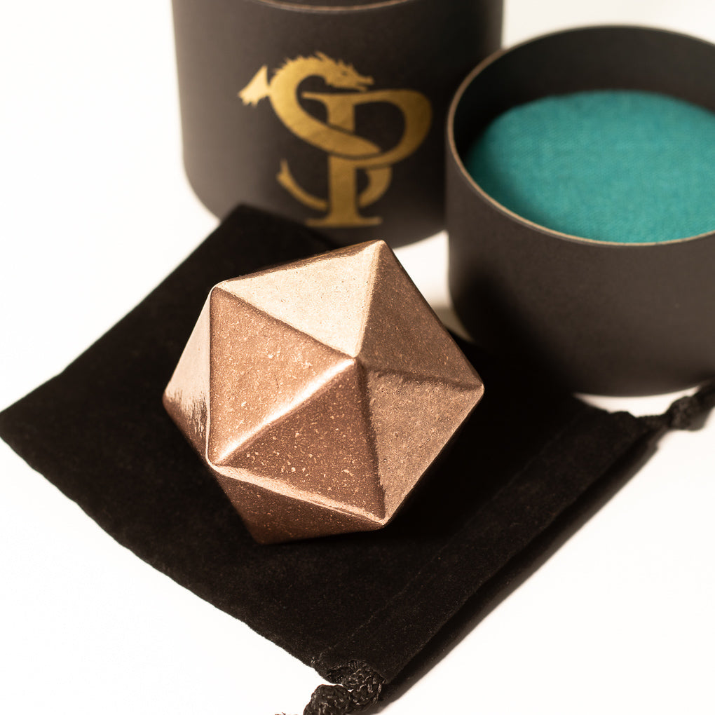 Copper D20 Icosahedron - 2" - 1.44 lb