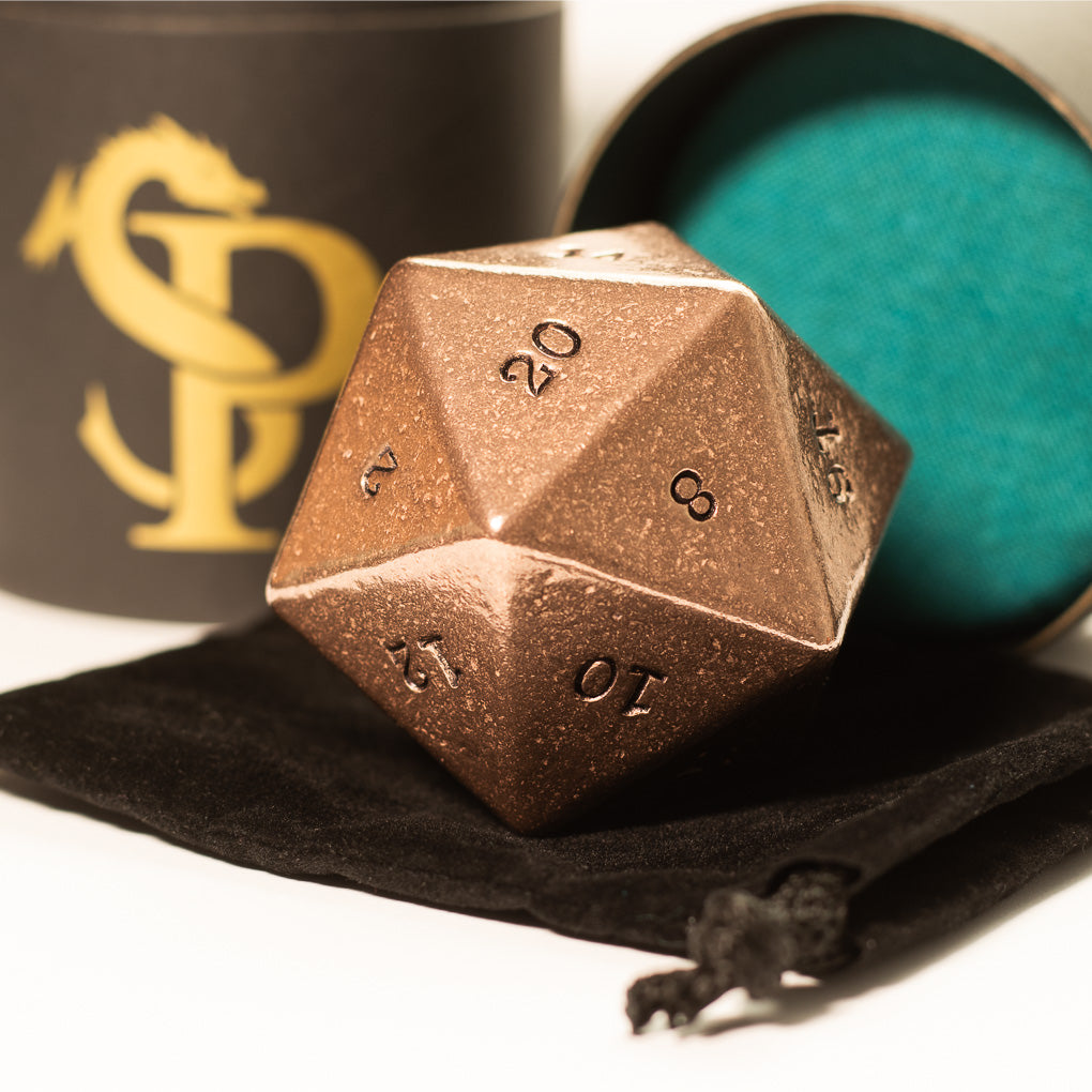 Metal Dice - Copper Hand Numbered D20 - 2" - 1.44 lb