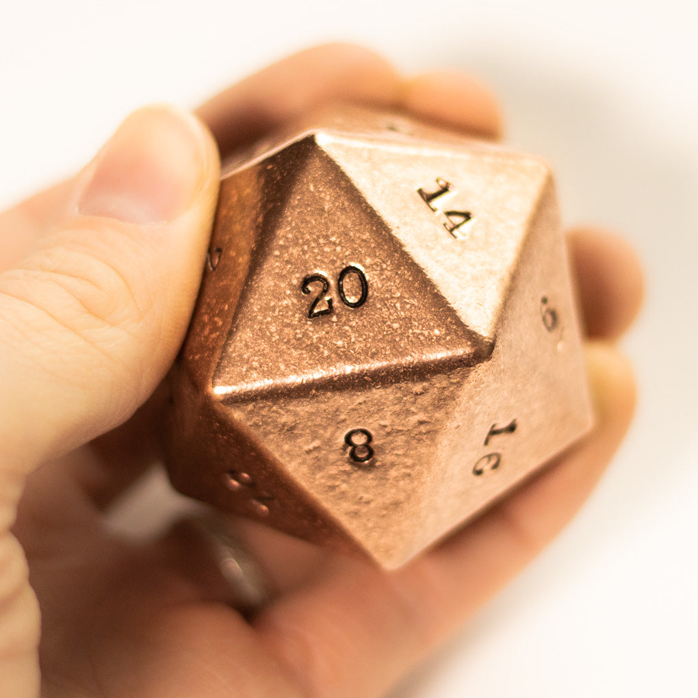 Metal Dice - Copper Hand Numbered D20 - 2" - 1.44 lb