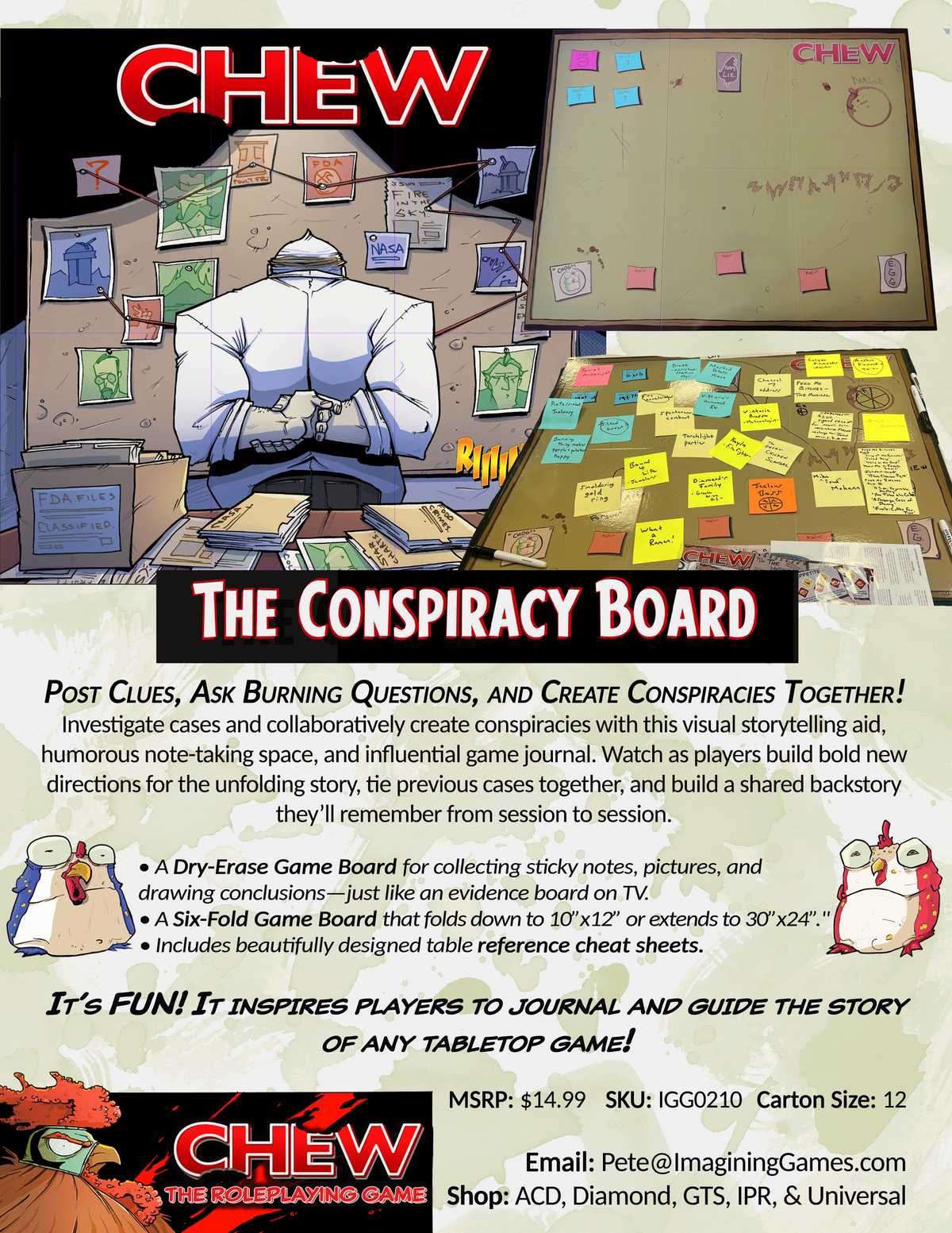 CHEW: Conspiracy Board – Dry-Erase Game Board for CHEW RPG & Tabletop Games