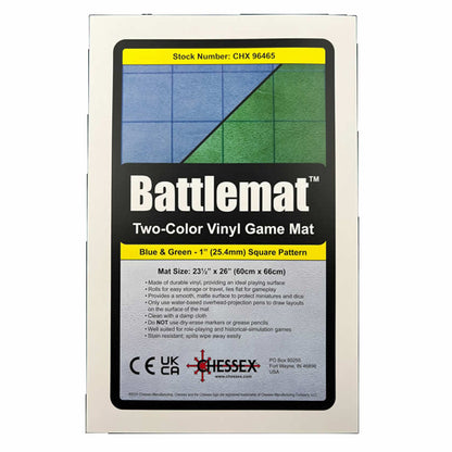 Reversible Battlemat Blue/Green 1in Squares 23.5x26 - Chessex CHX96465