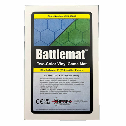 Reversible Battlemat Blue/Green 1in Hexes 23.5x26 - Chessex CHX96665