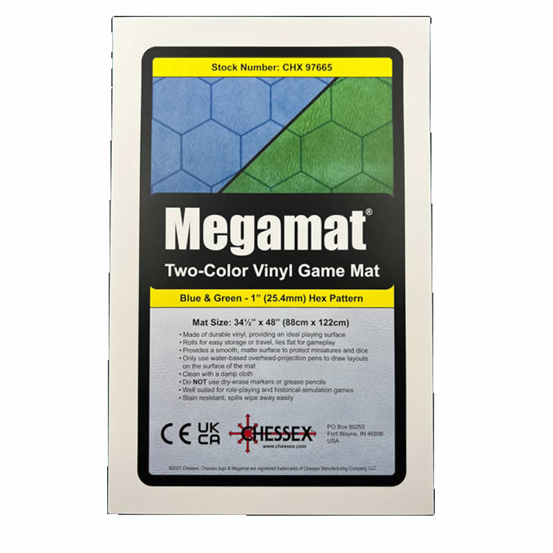 Reversible Megamat Blue/Green 1in Hexes 34.5x48 - Chessex CHX97665