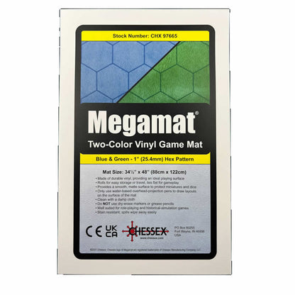 Reversible Megamat Blue/Green 1in Hexes 34.5x48 - Chessex CHX97665