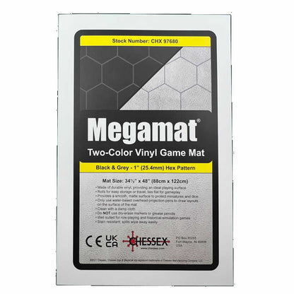 Chessex Reversible Megamat – Black & Grey 1" Hexes (34½ x 48 inches)