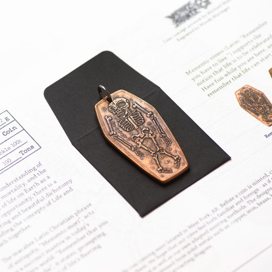Coffin Memento Mori Memento Vivere Copper Charm or Pendant