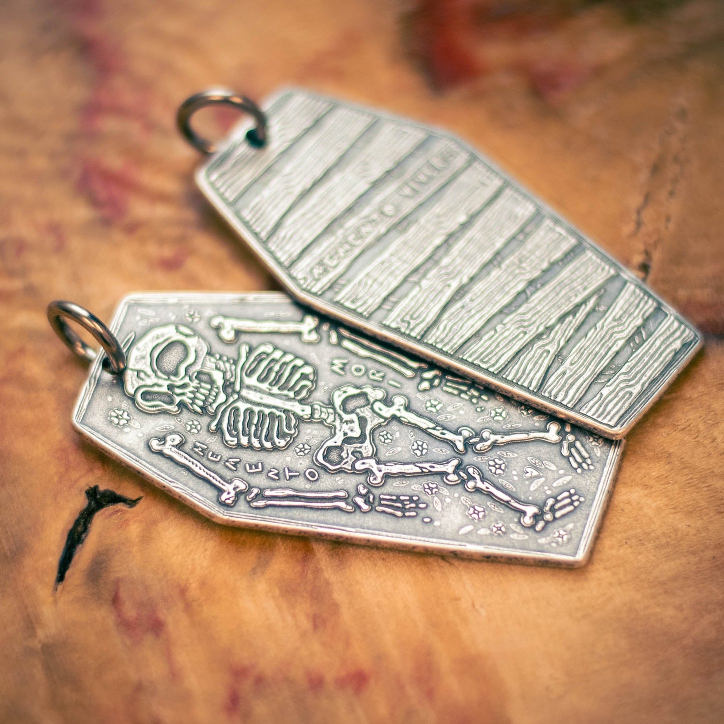 Coffin Memento Mori Memento Vivere Fine Silver Charm or Pendant