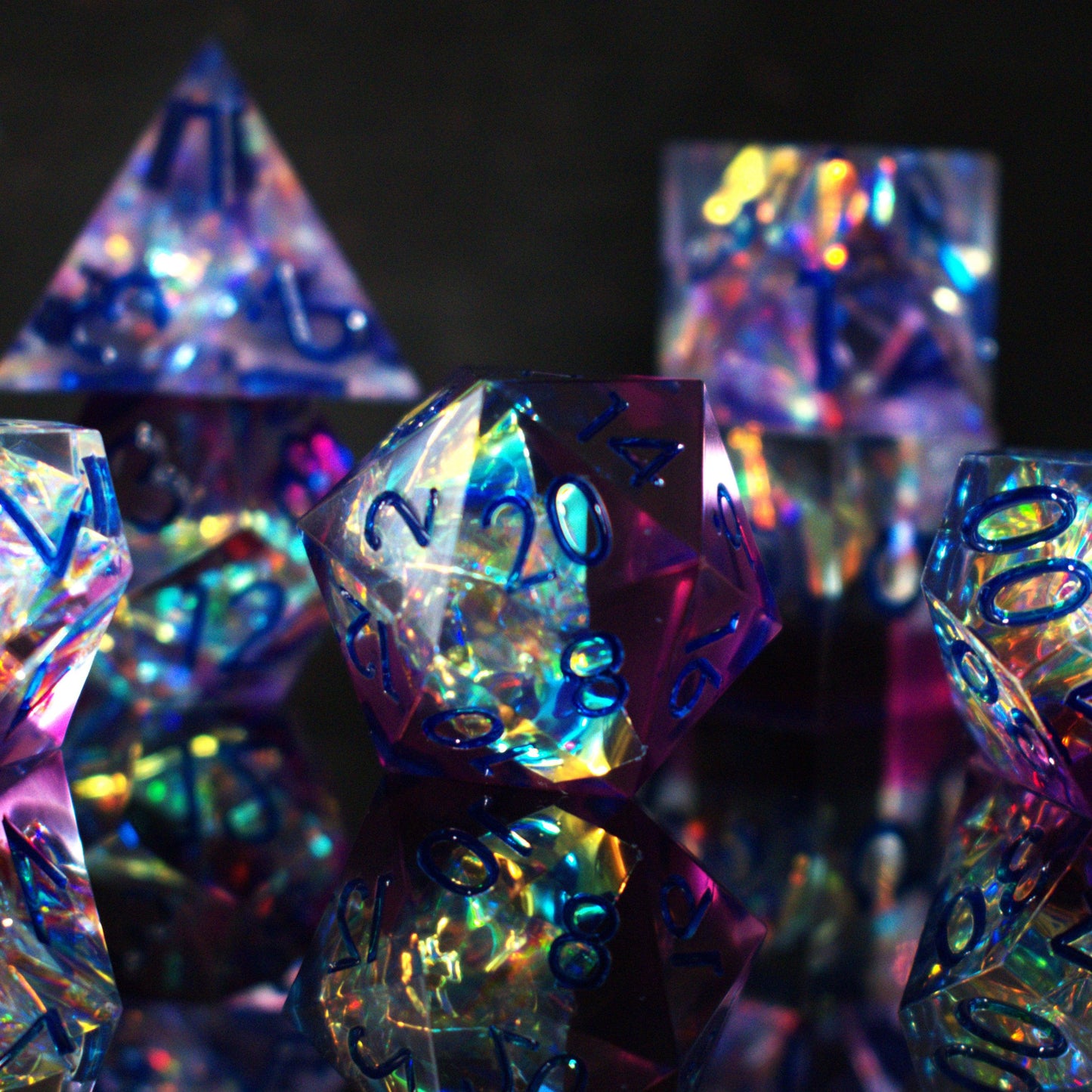 Eldritch Blast Sharp-Edged Resin Dice Set – 7-Piece Polyhedral RPG Dice