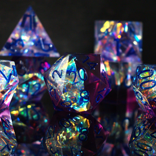 Eldritch Blast Sharp-Edged Resin Dice Set – 7-Piece Polyhedral RPG Dice