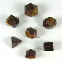 CYC02060 Tiger Eye Dwarven Stone 14mm Polyedral Dice Sets (7) Crystal Caste