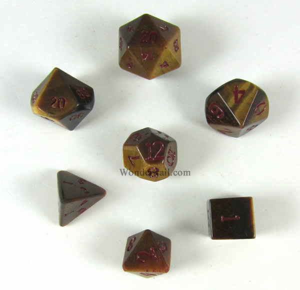CYC02060 Tiger Eye Dwarven Stone 14mm Polyedral Dice Sets (7) Crystal Caste