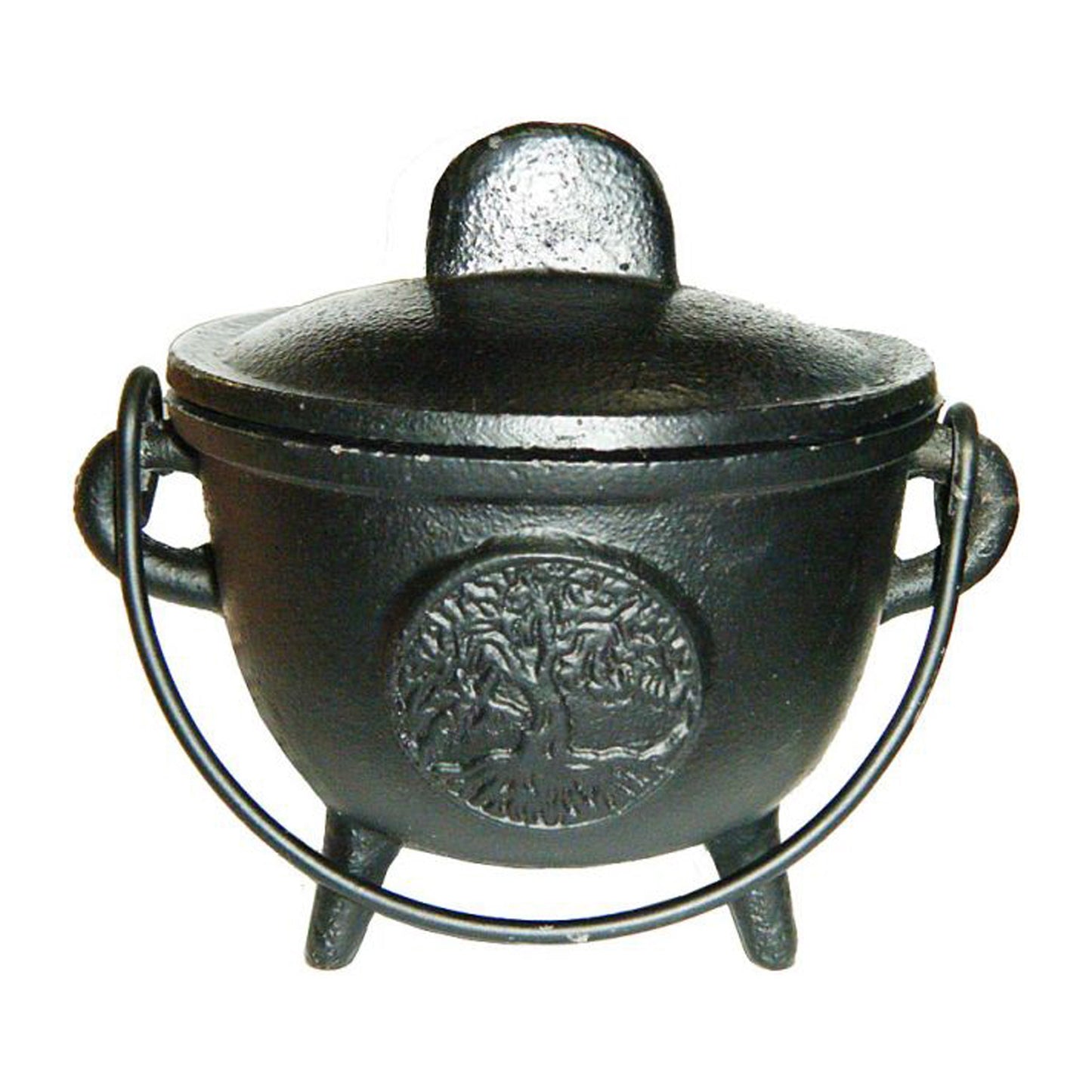 Cast Iron Cauldron with Tree of Life - 4.5" Incense Burner