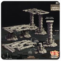 3D Printed Cast n Play Modular Columns The Lost Castle Terrain Set 28mm 32mm D&D