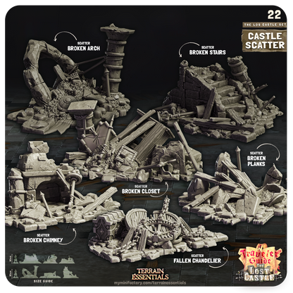Castle Scatter The Lost Castle Terrain Set 28mm 32mm - 3D Printed D&D Props