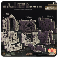 3D Printed Cast n Play Castle Modular Walls The Lost Castle Terrain Set 28mm 32mm D&D