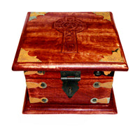 Celtic Cross Wooden Chest