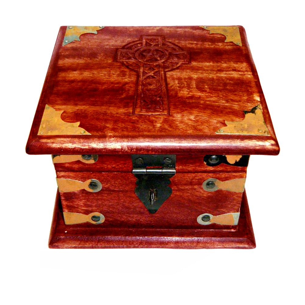 Celtic Cross Wooden Chest