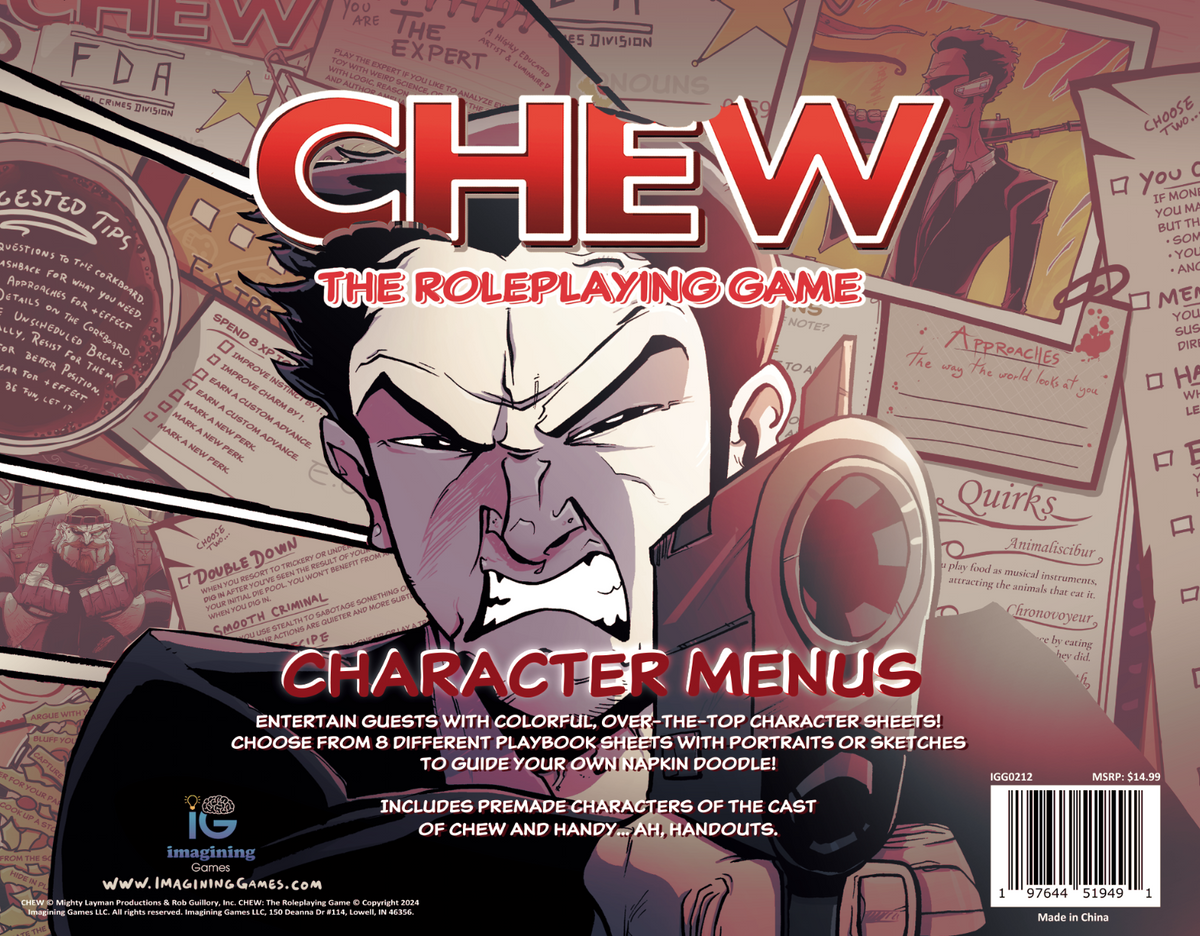 CHEW: Character Menus – RPG Playbook Sheets for CHEW the Roleplaying Game