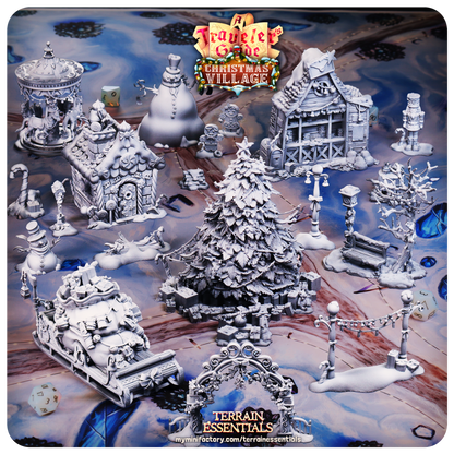 Cast n Play Christmas Village Terrain Set – 3D Printed 28mm 32mm D&D