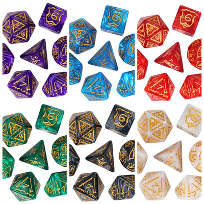 Giant Fighter Pearl Dice (7) with Gold Numbers JUMBO Dice Set (Available in Several Colors)