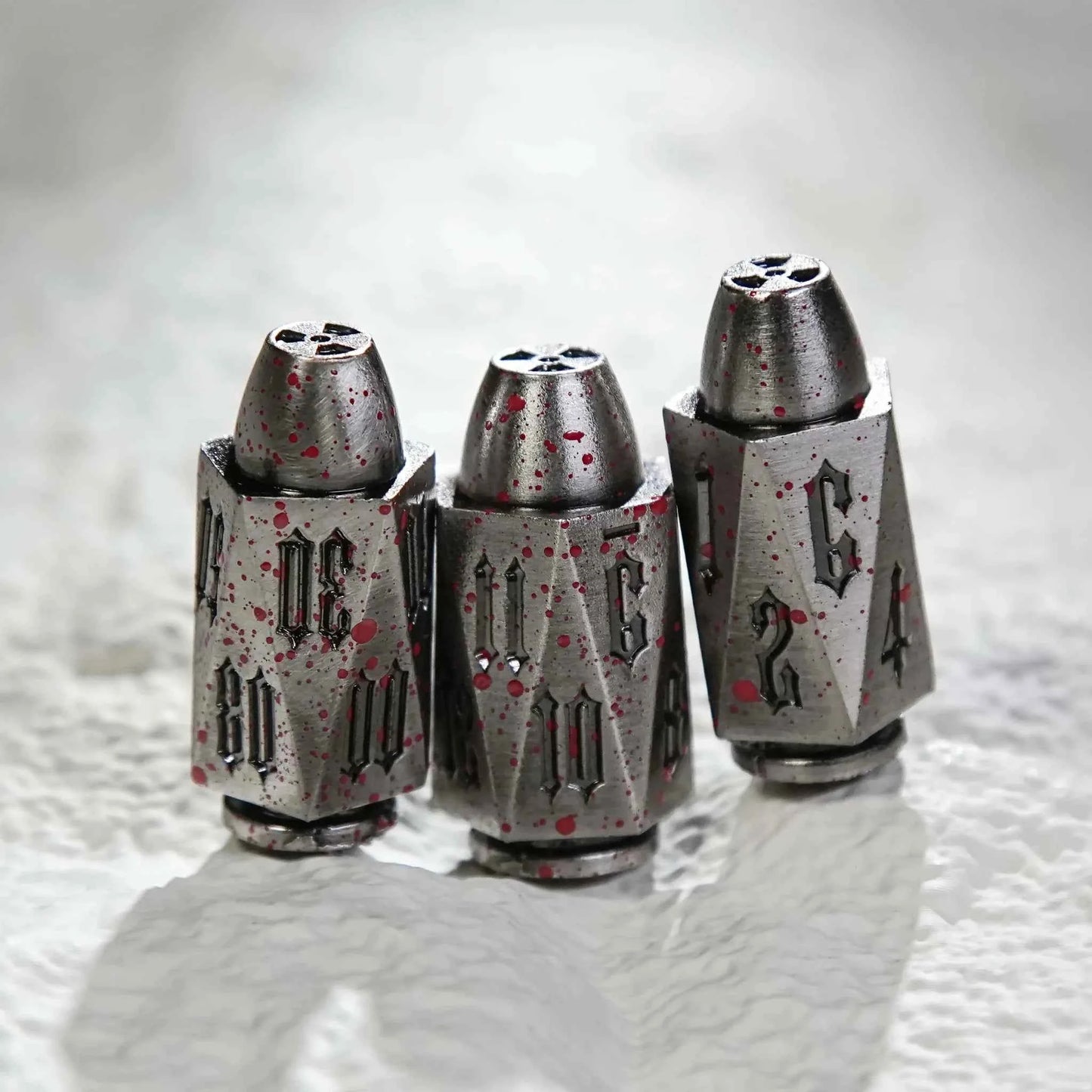 Cool dnd dice: unique metal bullet-shaped polyhedron RPG dice set