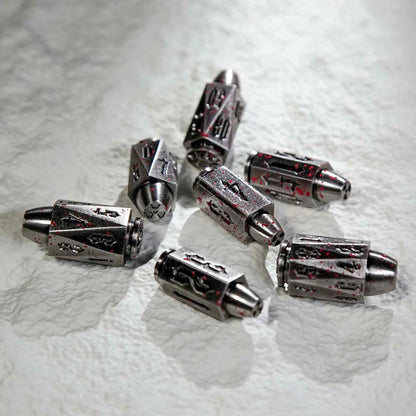 Cool dnd dice: unique metal bullet-shaped polyhedron RPG dice set