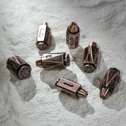 Cool dnd dice: unique metal bullet-shaped polyhedron RPG dice set