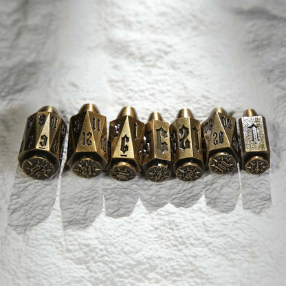 Cool dnd dice: unique metal bullet-shaped polyhedron RPG dice set