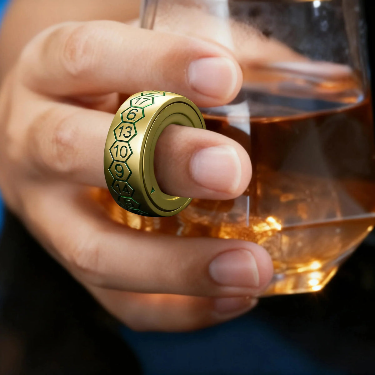 Cool Metal Fingertip Spinning D20 Dice Ring
