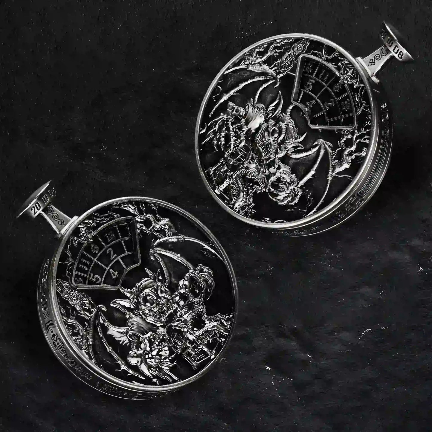 Unique Metal DND Spinning Dice Pocket Watch