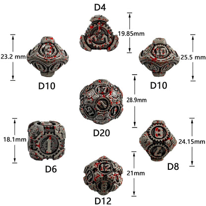 Punk Steam Ming Dynasty – Black Gold Mechanical Gear Solid Metal Dice Set