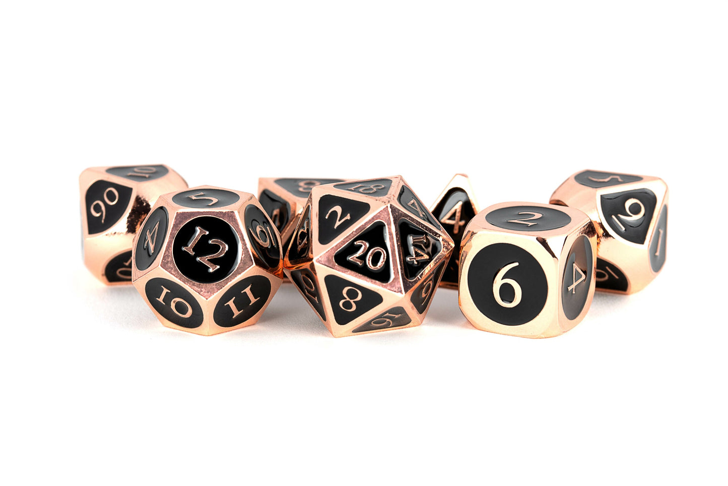 FanRoll 16mm Metal Polyhedral DND Dice Set: Gold w/Purple Enamel, Role Playing Game Dice for Dungeons and Dragons