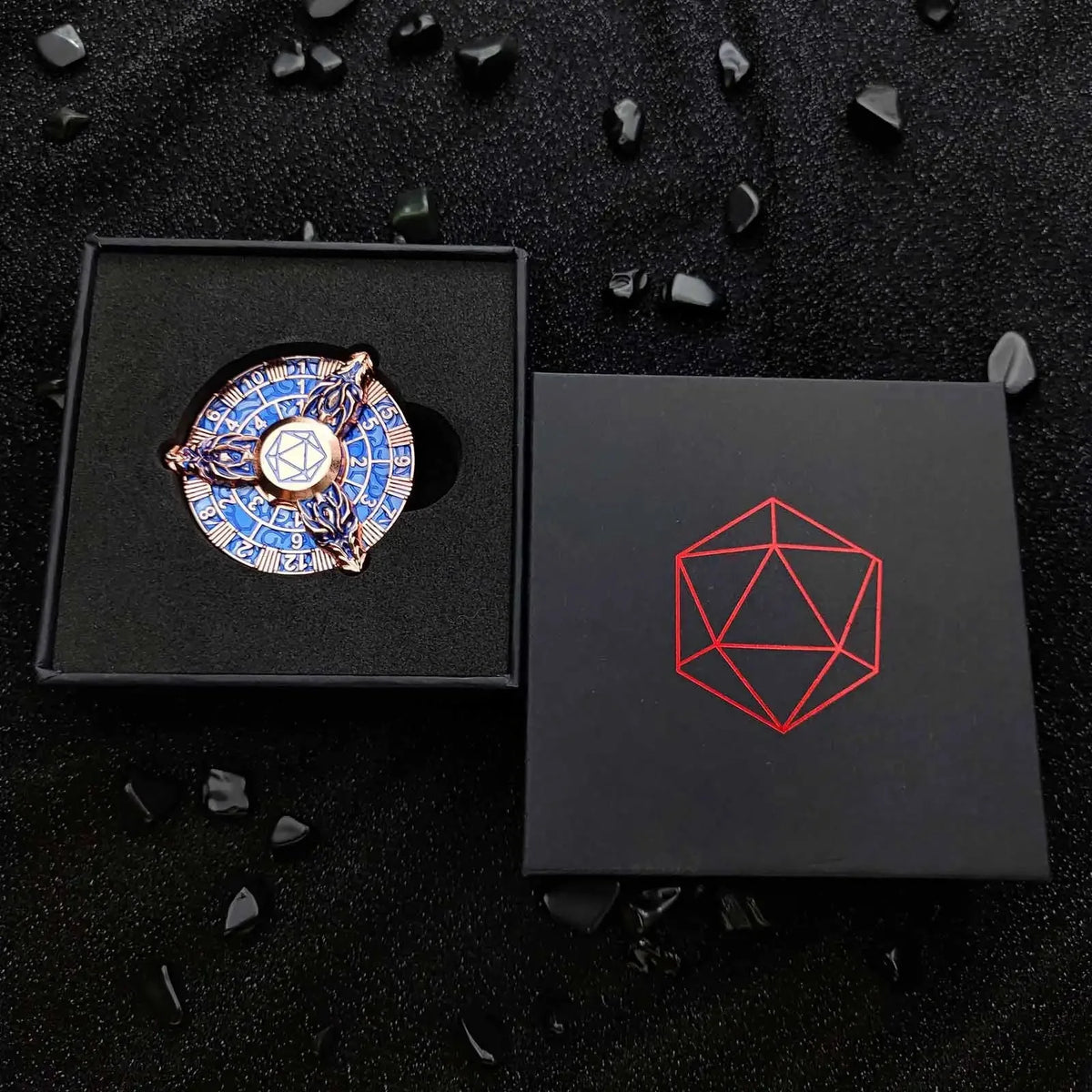 Three Dragon Head Metal Fidget Spinner DND Dice — Roulette Spin Dice for TTRPG