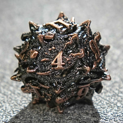 Dragon head skeletonized metal dnd dice set + reddish copper color