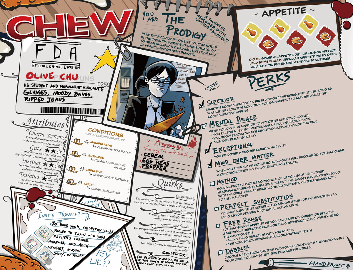 CHEW: Character Menus – RPG Playbook Sheets for CHEW the Roleplaying Game