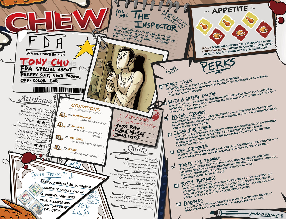 CHEW: Character Menus – RPG Playbook Sheets for CHEW the Roleplaying Game